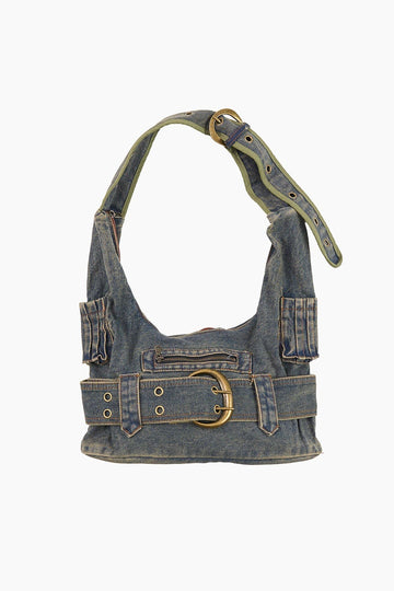 Moss denim belt bag